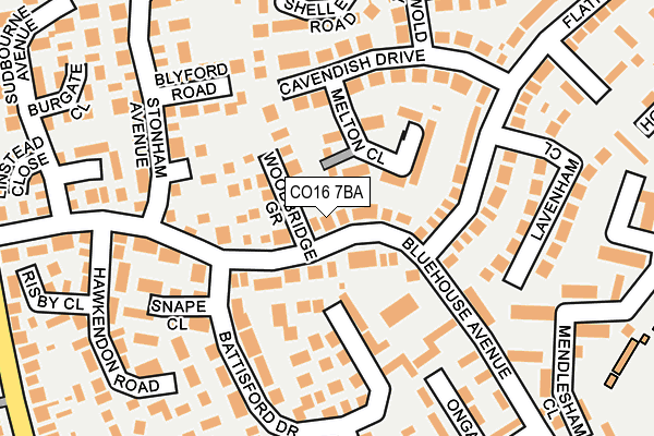 CO16 7BA map - OS OpenMap – Local (Ordnance Survey)