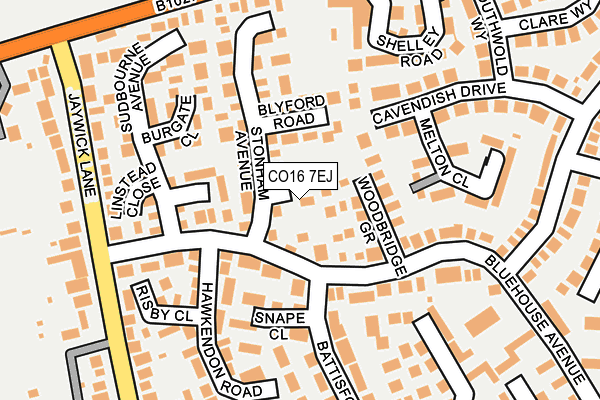 CO16 7EJ map - OS OpenMap – Local (Ordnance Survey)