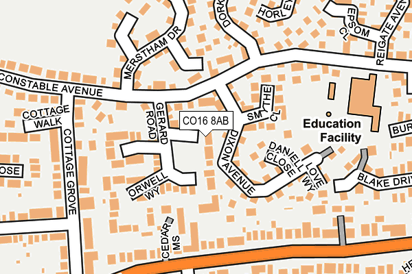 CO16 8AB map - OS OpenMap – Local (Ordnance Survey)