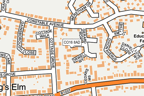 CO16 8AD map - OS OpenMap – Local (Ordnance Survey)