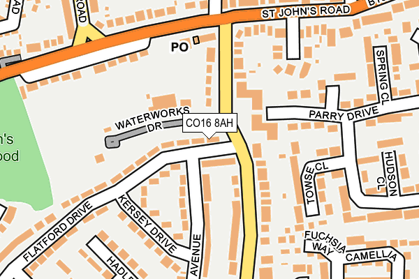 CO16 8AH map - OS OpenMap – Local (Ordnance Survey)