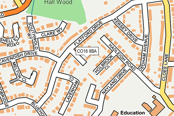 CO16 8BA map - OS OpenMap – Local (Ordnance Survey)