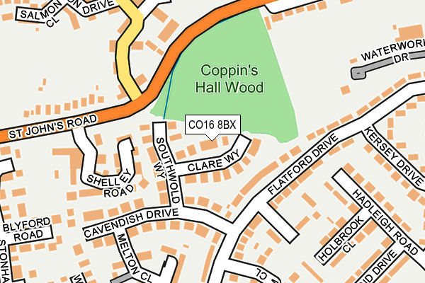 CO16 8BX map - OS OpenMap – Local (Ordnance Survey)