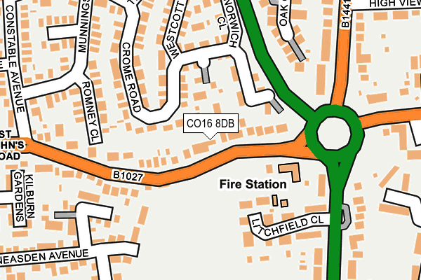 CO16 8DB map - OS OpenMap – Local (Ordnance Survey)