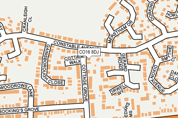 CO16 8DJ map - OS OpenMap – Local (Ordnance Survey)