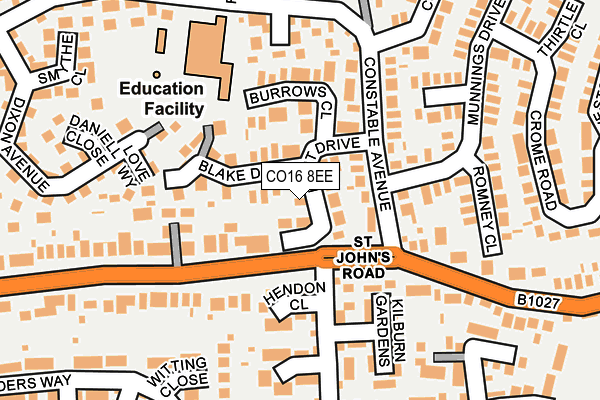 CO16 8EE map - OS OpenMap – Local (Ordnance Survey)