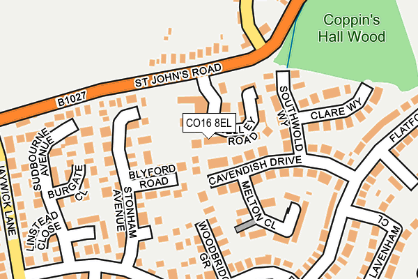 CO16 8EL map - OS OpenMap – Local (Ordnance Survey)