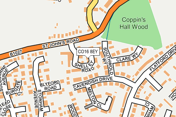 CO16 8EY map - OS OpenMap – Local (Ordnance Survey)