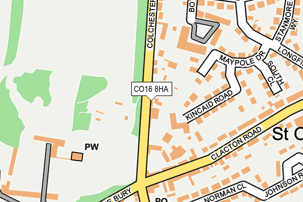 CO16 8HA map - OS OpenMap – Local (Ordnance Survey)
