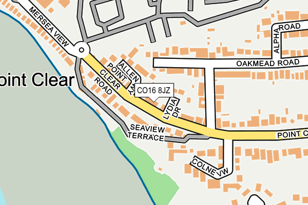 CO16 8JZ map - OS OpenMap – Local (Ordnance Survey)