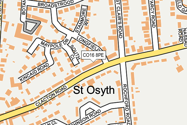 CO16 8PE map - OS OpenMap – Local (Ordnance Survey)