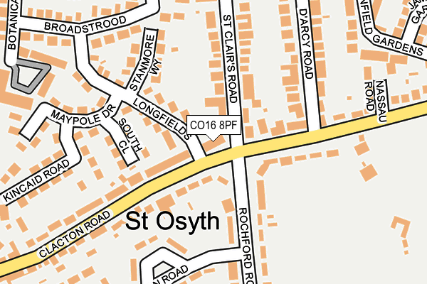 CO16 8PF map - OS OpenMap – Local (Ordnance Survey)