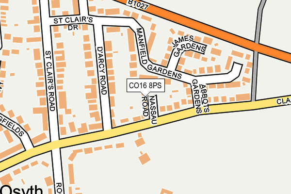 CO16 8PS map - OS OpenMap – Local (Ordnance Survey)