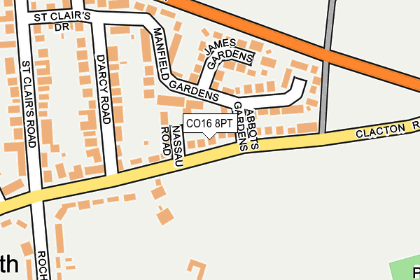 CO16 8PT map - OS OpenMap – Local (Ordnance Survey)