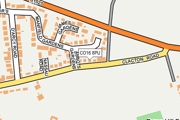 CO16 8PU map - OS OpenMap – Local (Ordnance Survey)