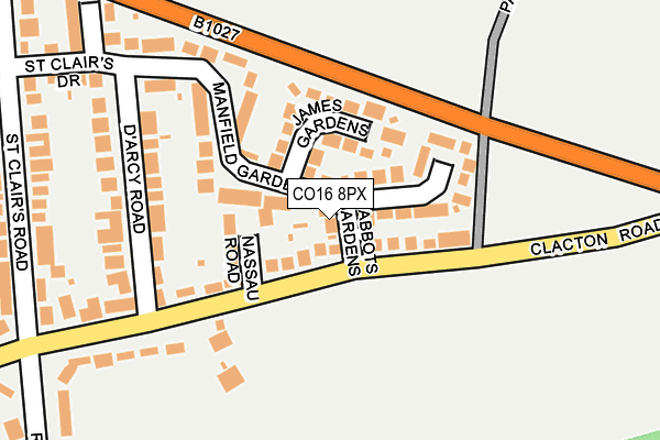 CO16 8PX map - OS OpenMap – Local (Ordnance Survey)