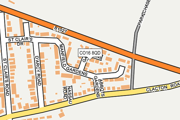 CO16 8QD map - OS OpenMap – Local (Ordnance Survey)