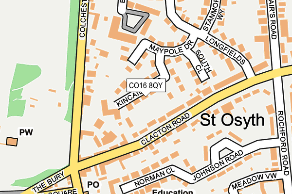 CO16 8QY map - OS OpenMap – Local (Ordnance Survey)