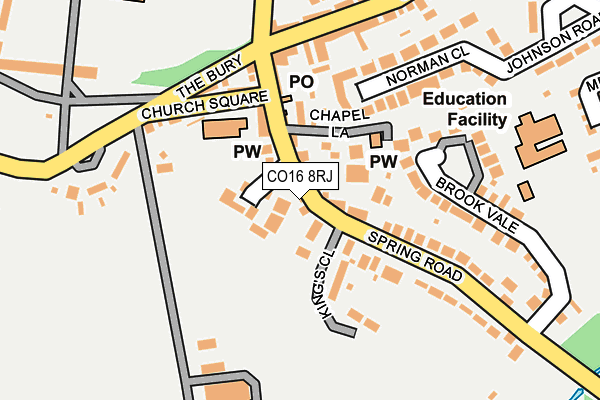 CO16 8RJ map - OS OpenMap – Local (Ordnance Survey)