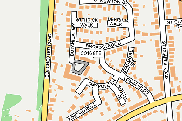 CO16 8TE map - OS OpenMap – Local (Ordnance Survey)