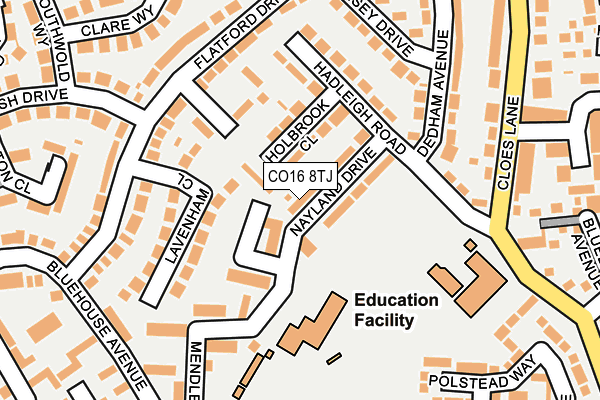 CO16 8TJ map - OS OpenMap – Local (Ordnance Survey)