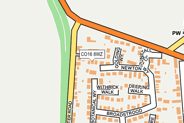 CO16 8WZ map - OS OpenMap – Local (Ordnance Survey)