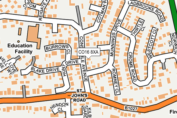 CO16 8XA map - OS OpenMap – Local (Ordnance Survey)