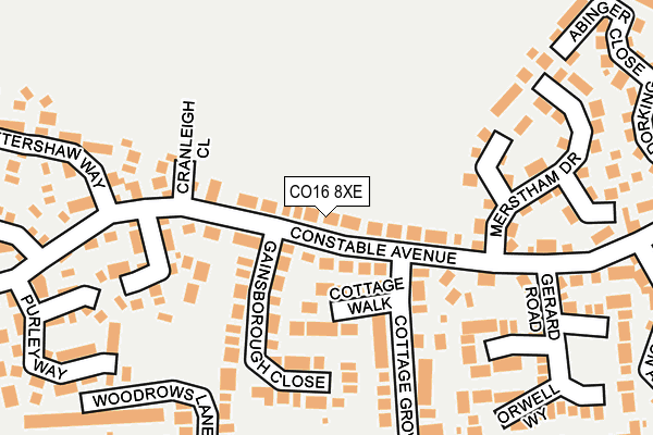 CO16 8XE map - OS OpenMap – Local (Ordnance Survey)