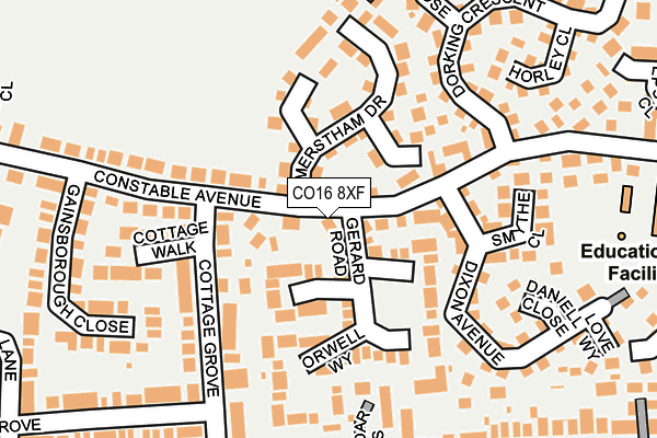 CO16 8XF map - OS OpenMap – Local (Ordnance Survey)