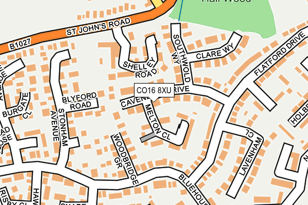CO16 8XU map - OS OpenMap – Local (Ordnance Survey)