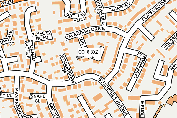 CO16 8XZ map - OS OpenMap – Local (Ordnance Survey)