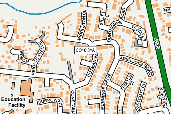 CO16 8YA map - OS OpenMap – Local (Ordnance Survey)