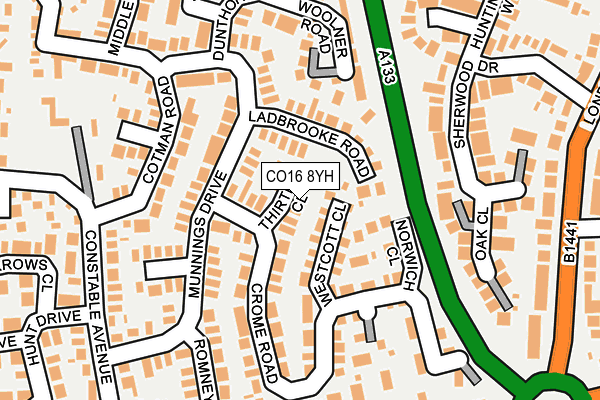 CO16 8YH map - OS OpenMap – Local (Ordnance Survey)