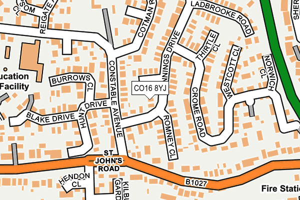 CO16 8YJ map - OS OpenMap – Local (Ordnance Survey)