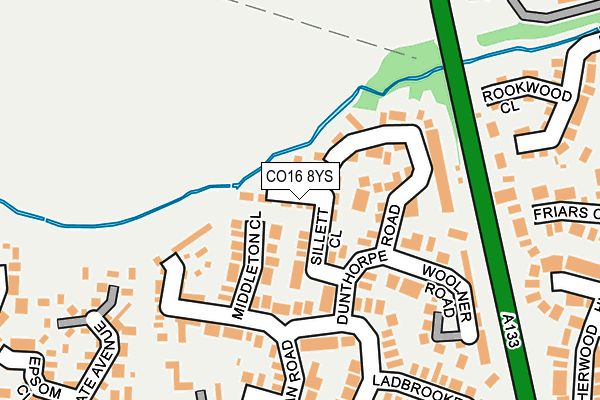 CO16 8YS map - OS OpenMap – Local (Ordnance Survey)