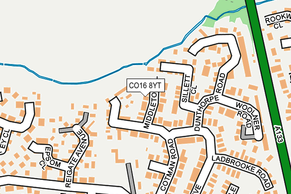 CO16 8YT map - OS OpenMap – Local (Ordnance Survey)
