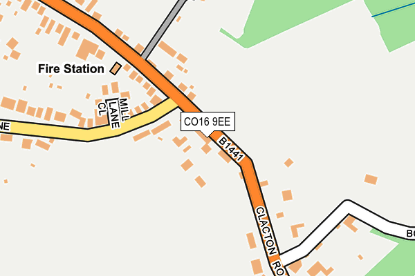 CO16 9EE map - OS OpenMap – Local (Ordnance Survey)