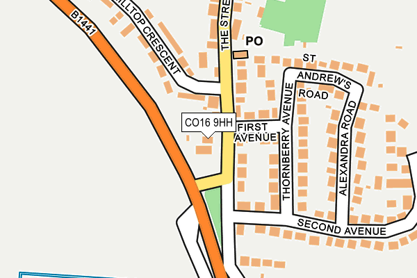 CO16 9HH map - OS OpenMap – Local (Ordnance Survey)
