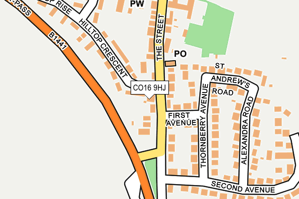 CO16 9HJ map - OS OpenMap – Local (Ordnance Survey)