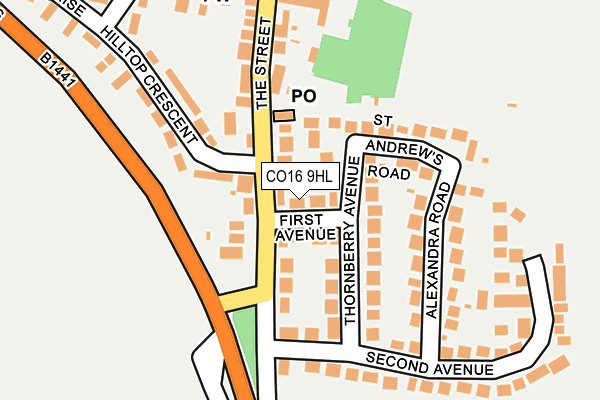 CO16 9HL map - OS OpenMap – Local (Ordnance Survey)