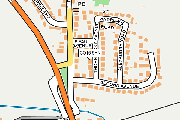 CO16 9HN map - OS OpenMap – Local (Ordnance Survey)