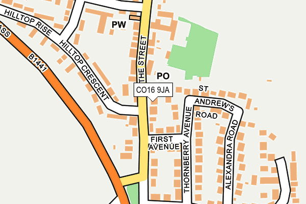 CO16 9JA map - OS OpenMap – Local (Ordnance Survey)