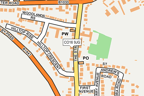 CO16 9JG map - OS OpenMap – Local (Ordnance Survey)