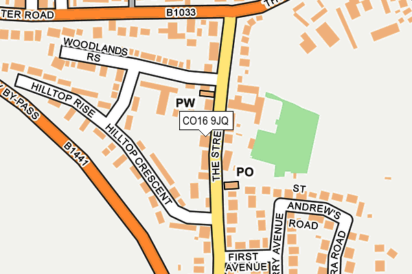 CO16 9JQ map - OS OpenMap – Local (Ordnance Survey)