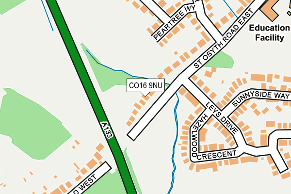 CO16 9NU map - OS OpenMap – Local (Ordnance Survey)
