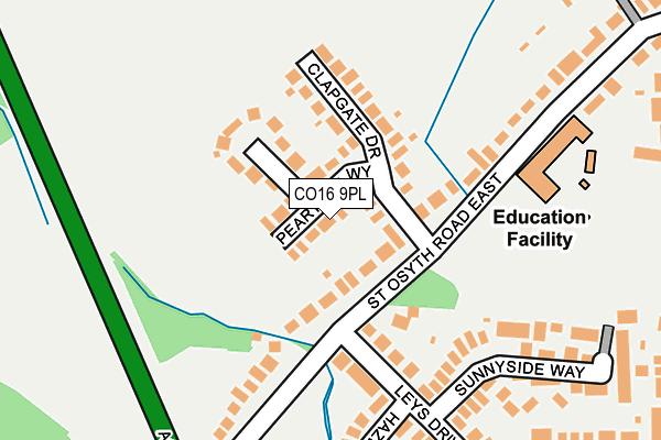 CO16 9PL map - OS OpenMap – Local (Ordnance Survey)