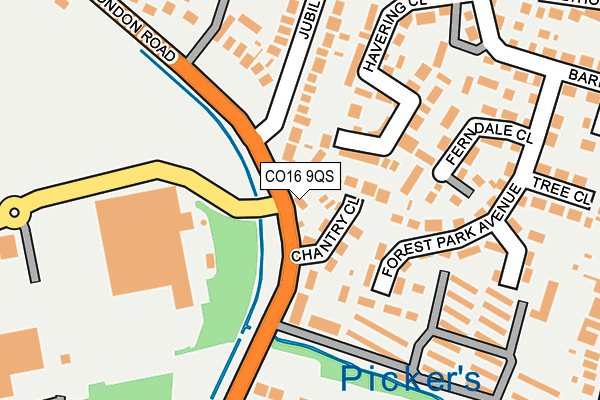 CO16 9QS map - OS OpenMap – Local (Ordnance Survey)