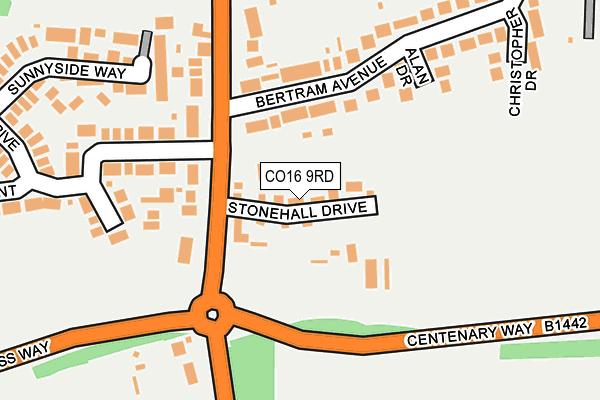 CO16 9RD map - OS OpenMap – Local (Ordnance Survey)
