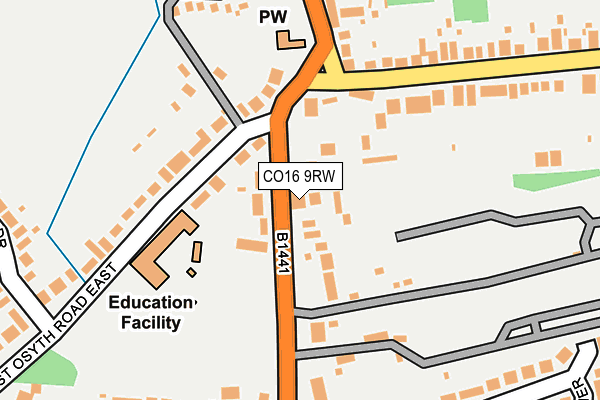 CO16 9RW map - OS OpenMap – Local (Ordnance Survey)
