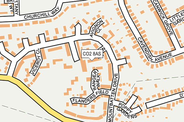 CO2 8AS map - OS OpenMap – Local (Ordnance Survey)